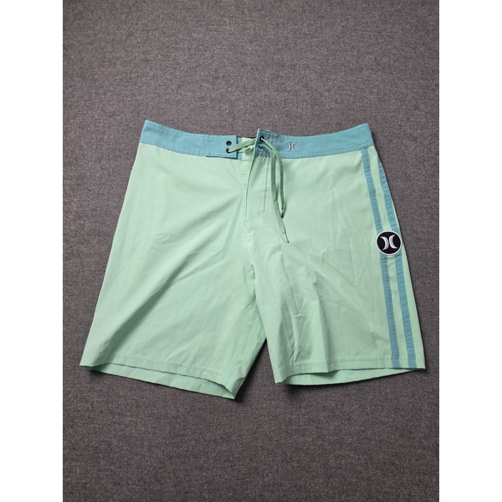 Hurley Phantom Board Shorts Mens 34 Green Surf Swim Trunks Drawstring Pocket